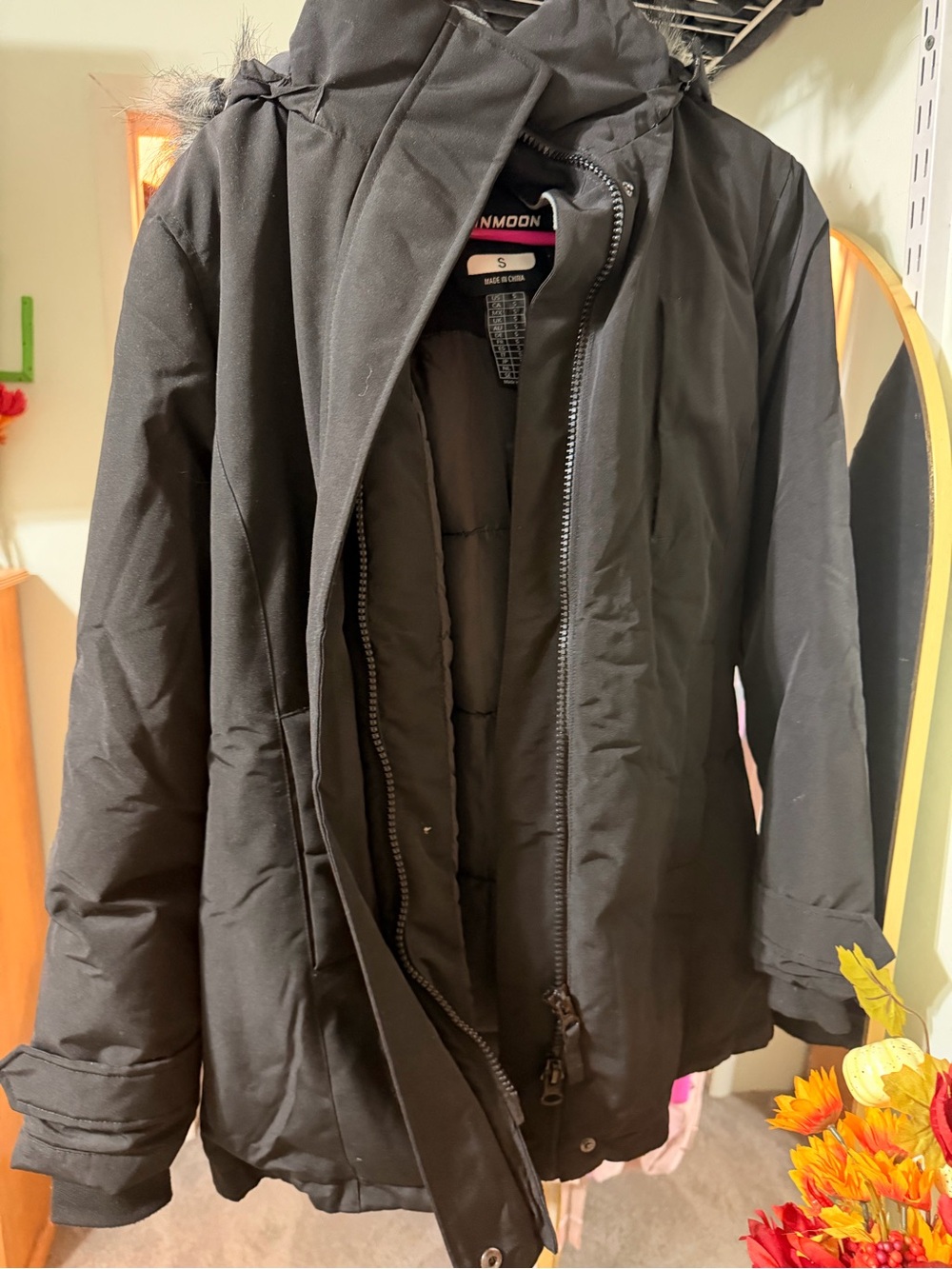 & Other Stories Black Puffer Jacket with Hood